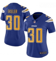 Chargers #30 Austin Ekeler Electric Blue Women Stitched Football Limited Rush Jersey