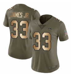 Chargers #33 Derwin James Jr Olive Gold Women Stitched Football Limited 2017 Salute to Service Jersey