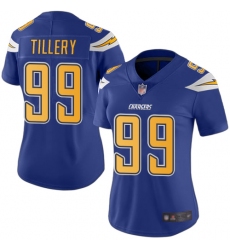 Chargers 99 Jerry Tillery Electric Blue Women Stitched Football Limited Rush Jersey