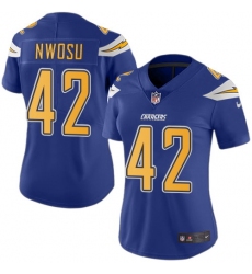 Nike Chargers #42 Uchenna Nwosu Electric Blue Womens Stitched NFL Limited Rush Jersey