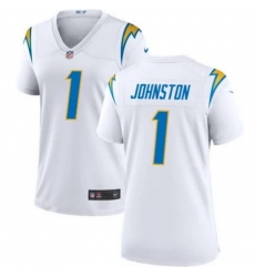 Women Los Angeles Chargers 1 Quentin Johnston White Stitched Game Jersey