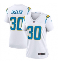 Women Los Angeles Chargers 30 Austin Ekeler White Stitched Game Jersey