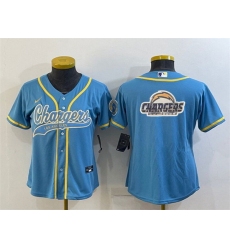 Women Los Angeles Chargers Blue Team Big Logo With Patch Cool Base Stitched Baseball Jersey