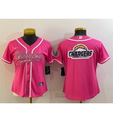 Women Los Angeles Chargers Pink Team Big Logo With Patch Cool Base Stitched Baseball Jersey