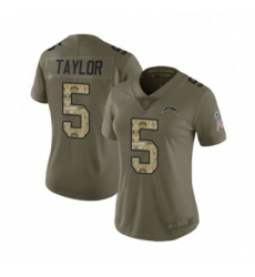 Womens Los Angeles Chargers 5 Tyrod Taylor Limited Olive Camo 2017 Salute to Service Football Jersey