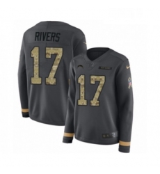 Womens Nike Los Angeles Chargers 17 Philip Rivers Limited Black Salute to Service Therma Long Sleeve NFL Jersey
