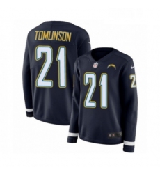 Womens Nike Los Angeles Chargers 21 LaDainian Tomlinson Limited Navy Blue Therma Long Sleeve NFL Jersey