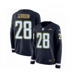 Womens Nike Los Angeles Chargers 28 Melvin Gordon Limited Navy Blue Therma Long Sleeve NFL Jersey