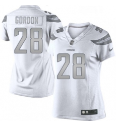 Womens Nike Los Angeles Chargers 28 Melvin Gordon Limited White Platinum NFL Jersey