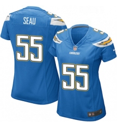 Womens Nike Los Angeles Chargers 55 Junior Seau Game Electric Blue Alternate NFL Jersey