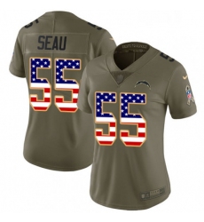 Womens Nike Los Angeles Chargers 55 Junior Seau Limited OliveUSA Flag 2017 Salute to Service NFL Jersey