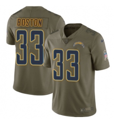 Youth Nike Chargers #33 Tre Boston Olive Stitched NFL Limited 2017 Salute to Service Jersey