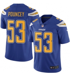 Youth Nike Chargers 53 Mike Pouncey Electric Blue Stitched NFL Limited Rush Jersey