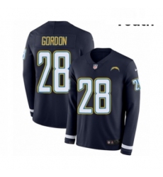 Youth Nike Los Angeles Chargers 28 Melvin Gordon Limited Navy Blue Therma Long Sleeve NFL Jersey