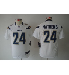 Youth Nike San Diego Chargers 24# Ryan Mathews White Limited Jerseys
