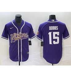 Men Minnesota Vikings 15 Josh Dobbs Purple Cool Base Stitched Baseball Jersey