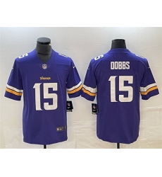 Men Minnesota Vikings 15 Josh Dobbs Purple Vapor Untouchable Limited Stitched JerseyS