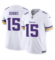 Men Minnesota Vikings 15 Josh Dobbs White 2023 F U S E  Vapor Untouchable Limited Stitched Jersey