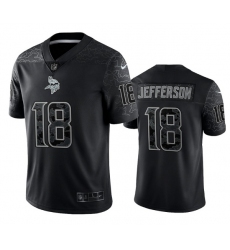 Men Minnesota Vikings 18 Justin Jefferson Black Reflective Limited Stitched Football Jersey