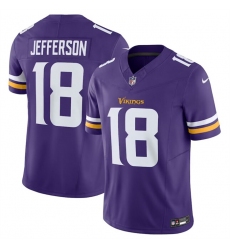 Men Minnesota Vikings 18 Justin Jefferson Purple 2023 F U S E  Vapor Untouchable Limited Stitched Jersey