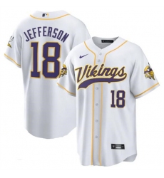 Men Minnesota Vikings 18 Justin Jefferson White Cool Base Stitched Baseball Jersey