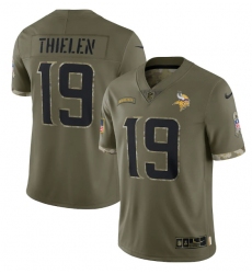 Men Minnesota Vikings 19 Adam Thielen Olive 2022 Salute To Service Limited Stitched Jersey