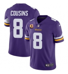 Men Minnesota Vikings 2022 #8 Kirk Cousins Purple With 4-Star C Patch Vapor Untouchable Limited Stitched NFL Jersey