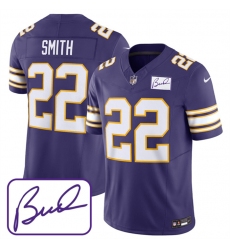 Men Minnesota Vikings 22 Harrison Smith Purple 2023 F U S E Bud Grant Patch Limited Stitched Jersey