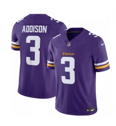 Men Minnesota Vikings 3 Jordan Addison Purple 2023 F U S E  Vapor Untouchable Limited Stitched Jersey