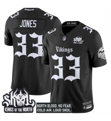 Men Minnesota Vikings 33 Aaron Jones Black 2025 F U S E  Kings of the North Patch Gothic Norseblood Edition Vapor Untouchable Limited Stitched Football Jer