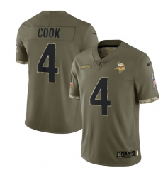 Men Minnesota Vikings 4 Dalvin Cook Olive 2022 Salute To Service Limited Stitched Jersey