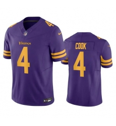 Men Minnesota Vikings 4 Dalvin Cook Purple 2023 F U S E  Color Rush Stitched Jersey