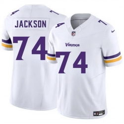 Men Minnesota Vikings 74 Donovan Jackson White 2025 Draft F U S E  Vapor Untouchable Limited Stitched Jersey