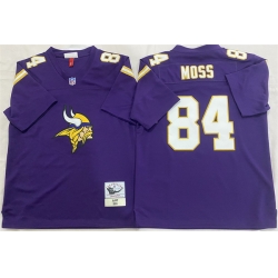 Men Minnesota Vikings 84 Randy Moss Purple Throwback Stitched Football Jersey