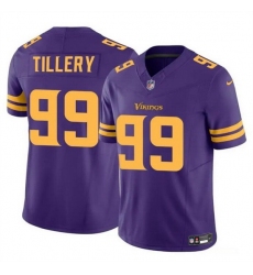 Men Minnesota Vikings 99 Jerry Tillery Purple 2023 F U S E  Color Rush Untouchable Limited Stitched Jersey