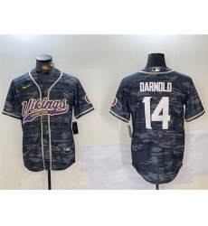Men Minnesota Vikings Active Player Custom Grey Camo Cool Base Stitched Baseball Jersey