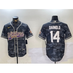 Men Minnesota Vikings Active Player Custom Grey Camo Cool Base Stitched Baseball Jersey