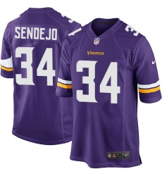 Men Nike Minnesota Vikings #34 Andrew Sendejo Purple Game NFL Jersey