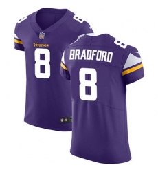 Men Nike Vikings #8 Sam Bradford Purple Team Color Stitched NFL Vapor Untouchable Elite Jersey
