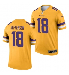 Men's Minnesota Vikings #18 Justin Jefferson Gold 2021 Inverted Legend Stitched Jersey