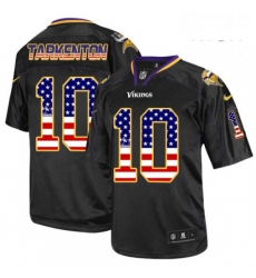 Mens Nike Minnesota Vikings 10 Fran Tarkenton Elite Black USA Flag Fashion NFL Jersey