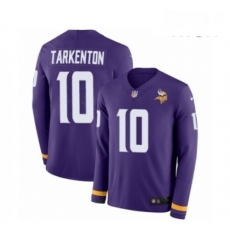 Mens Nike Minnesota Vikings 10 Fran Tarkenton Limited Purple Therma Long Sleeve NFL Jersey