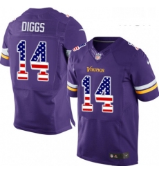 Mens Nike Minnesota Vikings 14 Stefon Diggs Elite Purple Home USA Flag Fashion NFL Jersey