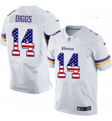 Mens Nike Minnesota Vikings 14 Stefon Diggs Elite White Road USA Flag Fashion NFL Jersey