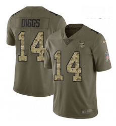 Mens Nike Minnesota Vikings 14 Stefon Diggs Limited OliveCamo 2017 Salute to Service NFL Jersey