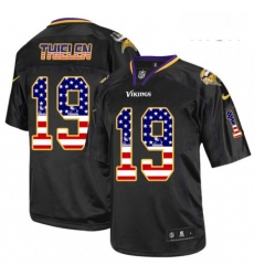 Mens Nike Minnesota Vikings 19 Adam Thielen Elite Black USA Flag Fashion NFL Jersey