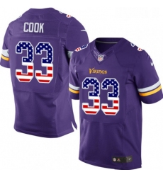 Mens Nike Minnesota Vikings 33 Dalvin Cook Elite Purple Home USA Flag Fashion NFL Jersey