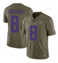 Mens Nike Minnesota Vikings 8 Kirk Cousins Limited Olive 2017 Salute to Service NFL Jersey