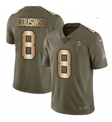 Mens Nike Minnesota Vikings 8 Kirk Cousins Limited Olive Gold 2017 Salute to Service NFL Jersey