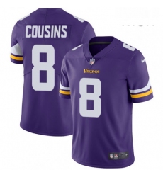 Mens Nike Minnesota Vikings 8 Kirk Cousins Purple Team Color Vapor Untouchable Limited Player NFL Jersey